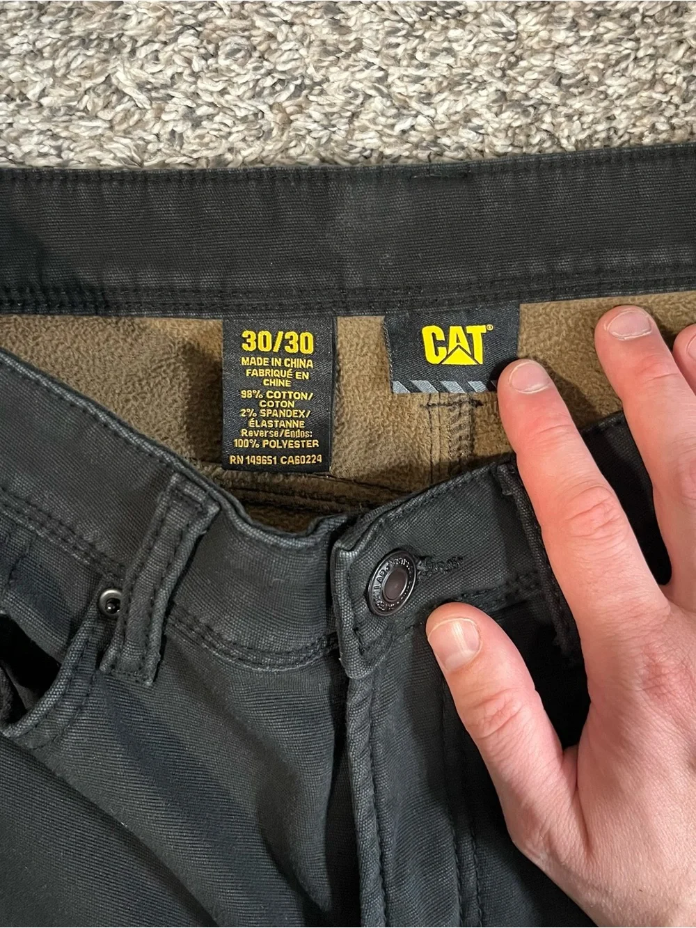 Caterpillar Black Fleece Lined Jeans - Picture 4 of 4